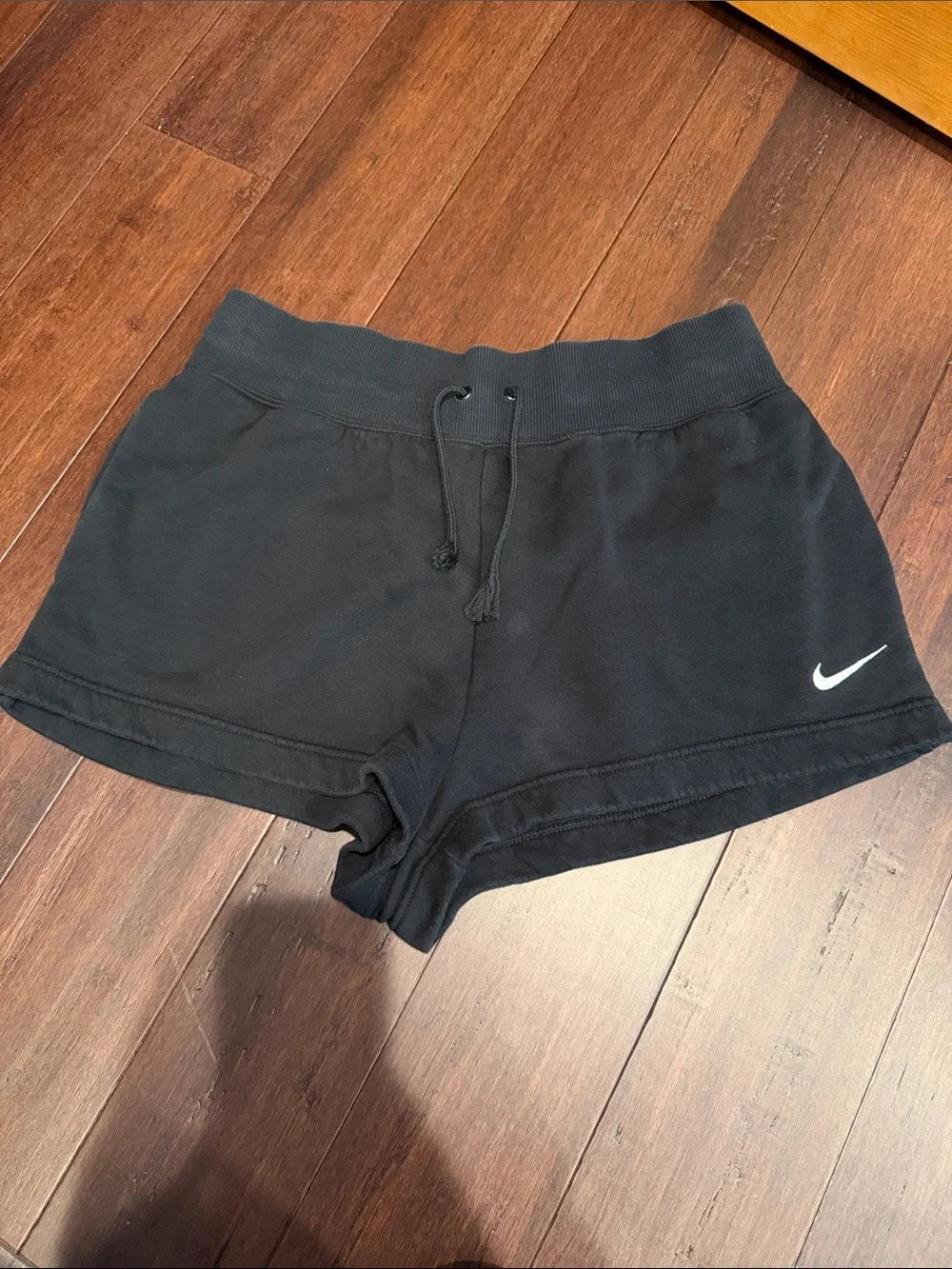 Nike Women's Black Athletic Drawcord Shorts with Swoosh